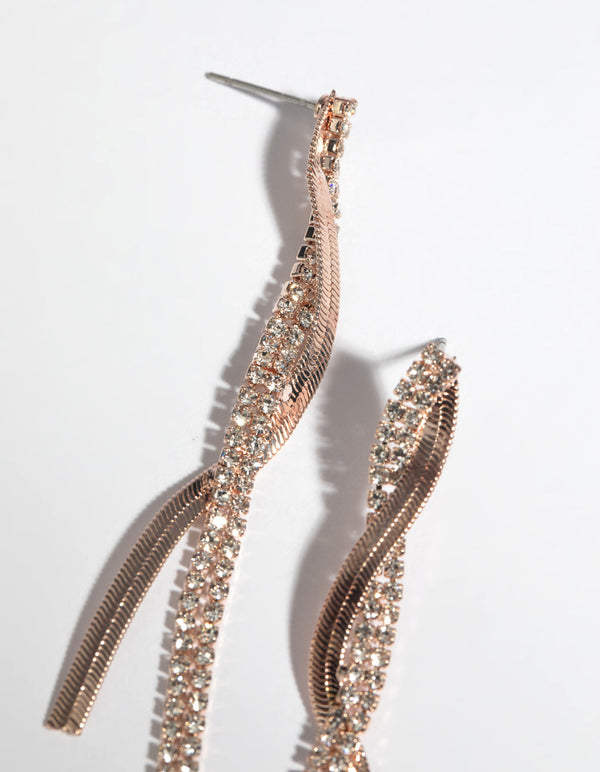 Rose Gold Snake Diamond Earrings